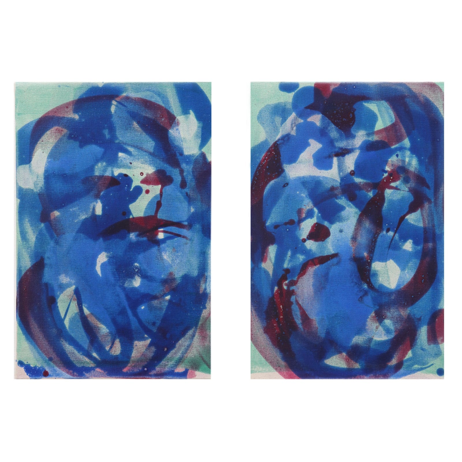 Diptych (sapphire blue distemper )